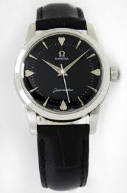 Vintage Omega Seamaster Black Dial Winding Shark Tooth Index 34mm Watch C. 1958 | eBay