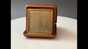 SEMCA Desk Clock Brass and Brown Travel Alarm Clock at 1stDibs
