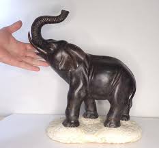 16" Cast Bronze Elephant Statue Sculpture on a Marble Base ...