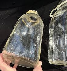 2 Vintage Clear Glass One Gallon Milk Bottles Jugs With ...