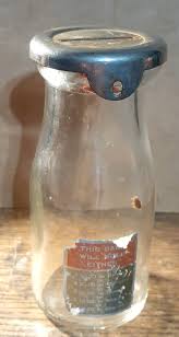 Vintage Half Pint Milk Bottle Bank With Metal Lid 5 1/" Tall ...