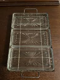 Vintage Metal Relish Vanity Tray With Three Glass Dishes ...