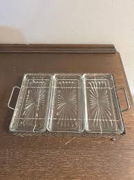 Vintage Metal Relish Vanity Tray With Three Glass Dishes - Etsy
