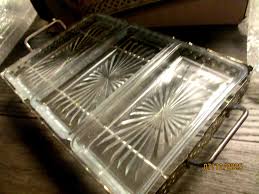 Vintage Silverplated Bamboo Design Metal Tray W/3 Glass ...