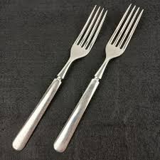 2 F.A. Fiedler 7.5" Long Tine Forks Silverware Silverplate ...