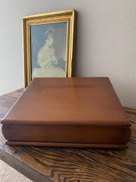 Antique Wooden Shaving Box With Mirror - 1900s Vintage ...