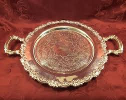 Large Round Ornate Siverplated Tray/butler's Tray With ...