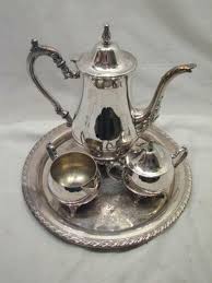 Oneida Silver Plate Tea/Coffee Set w/Serving Tray Teapot Pot Silverplate | eBay