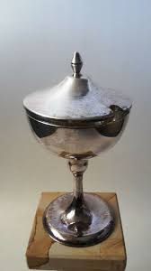 seltener WMF versilberter Fußbecher mit Glaseinsatz Deckel ...