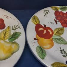 Oneida Stoneware "Vintage Fruit" Set/2 Dinner Plates ...