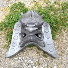 鬼瓦 魔除 御守 １１ 江戸時代後期 古鬼瓦 阿吽の呼吸 男前鬼 神社