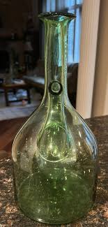 ANTIQUE FRENCH GREEN GLASS POURING BOTTLE FROM EARLY 20TH CENTURY HAND BLOWN! | eBay