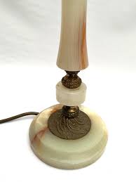 Early/mid Century Vintage Marble/onyx Brass Table Lamp. H ...