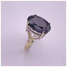 BIG Faceted Onyx Vintage Ring 14K Gold. For Sale at Ruby Lane