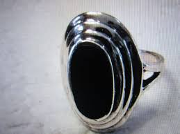 Vintage Black Onyx & Sterling Silver Ring - Size 8 1/2 to 8 3/4 | eBay