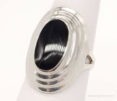 Vintage Black Onyx Sterling Silver Ring - Size 6 | eBay