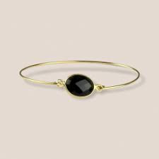 Ikigai cuff bracelet gold with onyx gemstone - Ikigai Accessories