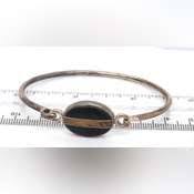 Sterling Silver Mexico Signed Black Onyx Bangle Bracelet - U.S. Auction Brokers