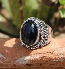 Silver Plated Ring For Women & Girl With Natural Black Onyx ...