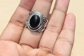 Handmade Black Onyx Ring: Silver Plated Brass, Sizes 5-9 - Etsy