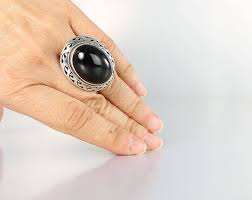 Huge Tall Mexico Black Onyx Sterling Silver Ring Size 6.25 ...