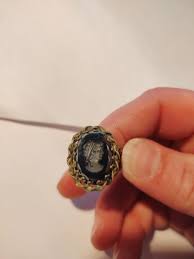 Black Onyx & Brass Victorian Intaglio Ring - Etsy