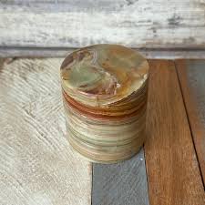 Vintage Hand Carved Natural Striped Stone Green Onyx Jar ...