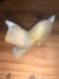 Vintage Small Hand Carved White Honey Stone Cat Figurine - Etsy