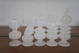 Vintage Heavy Carved Marble Stone Chess Set Game Board and Pieces For Sale at 1stDibs