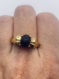 Vintage Black Onyx Golden Bronze Cocktail Ring - Etsy