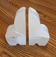 Vintage Fleur De Lis Solid Light Onyx Stone Marble Bookends ...