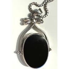 925 Sterling Silver Onyx And Mother Of Pearl Revercible Pendant Necklace Sky | eBay