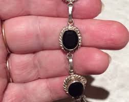 Vintage Black Paste Silver Bracelet - 925 - Etsy