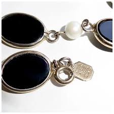 Gold Filled Onyx & Cultured Pearl Bracelet. For Sale at Ruby Lane