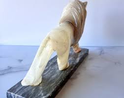 Large Vintage Onyx Lion Statue on Marble Base - Etsy