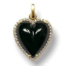 Black Onyx With Diamond Heart Charm In 925 Sterling Silver ...