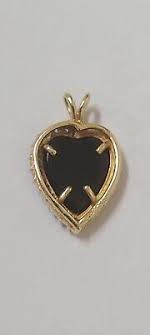 Vintage Antique Heart Pendent Black Onyx and Diamond 14k ...