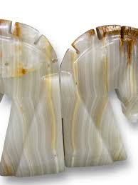 Vintage Chess Knight Horse Head Green Onyx Bookends Queens Gambit 8” Book Ends | eBay