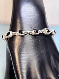 Sterling Silver Onyx Link Bracelet 19.8g 7'' - Etsy