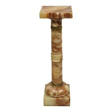 Antique French Empire Carved Onyx and Bronze Mounted Brown Column Pedestal | Chairish