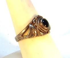 Vintage Sterling Silver Southwest Small ONYX stone Ring Size ...