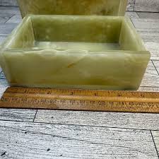 Alabaster Marble Jewelry Box Trinket with floral inlays Green India Asia 6"x6" | eBay