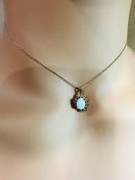 Estate 14K Yellow Gold Oval Opal Pendant Necklace 14" | eBay
