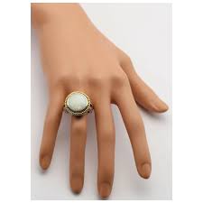 14k Yellow Gold Ladies Opal & Diamond Ring, Size 8 - 11.4g. For Sale at Ruby Lane