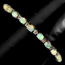 Summer 925 Silver Bracelet Oval Fire Opal Sapphire Natural Gemstone Jewelry | eBay