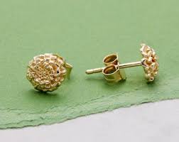 Gold Marigold Stud Earrings: Sterling Silver October Birth Flower - Etsy