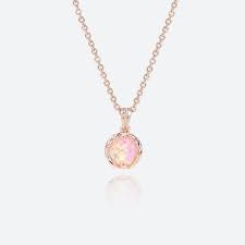 Pink Opal Necklace​ Pendant Necklace​ Rose Gold Chain ...