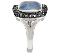 Australian Opal Triplet & Blue Topaz Sterling Halo Ring, Size 5 | eBay