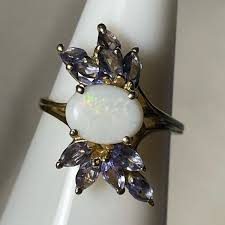 Jewelry | 1k Gold Opal And Tanzanite Ring Size 7 | Poshmark