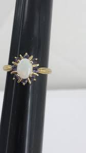 10k yellow gold opal & tanzanite ring size 8 | Y-DAVID JEWELERS